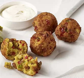 cornbread-stuffing-andouille-pepper-amp-colby-jack-poppers marsfoodservices image