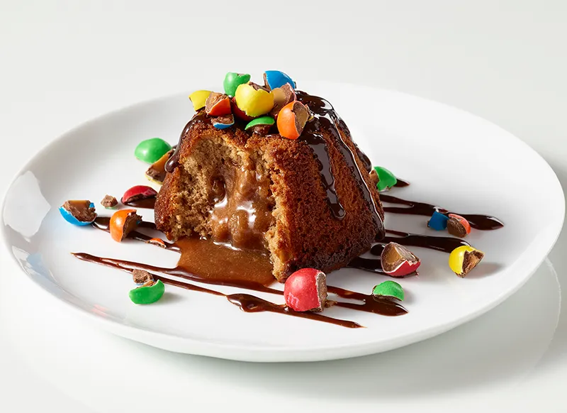Stuffed Molten Caramel Brownie Made with M&M’S® Caramel Chocolate Candies and Dove® Milk Chocolate marsfoodservices image